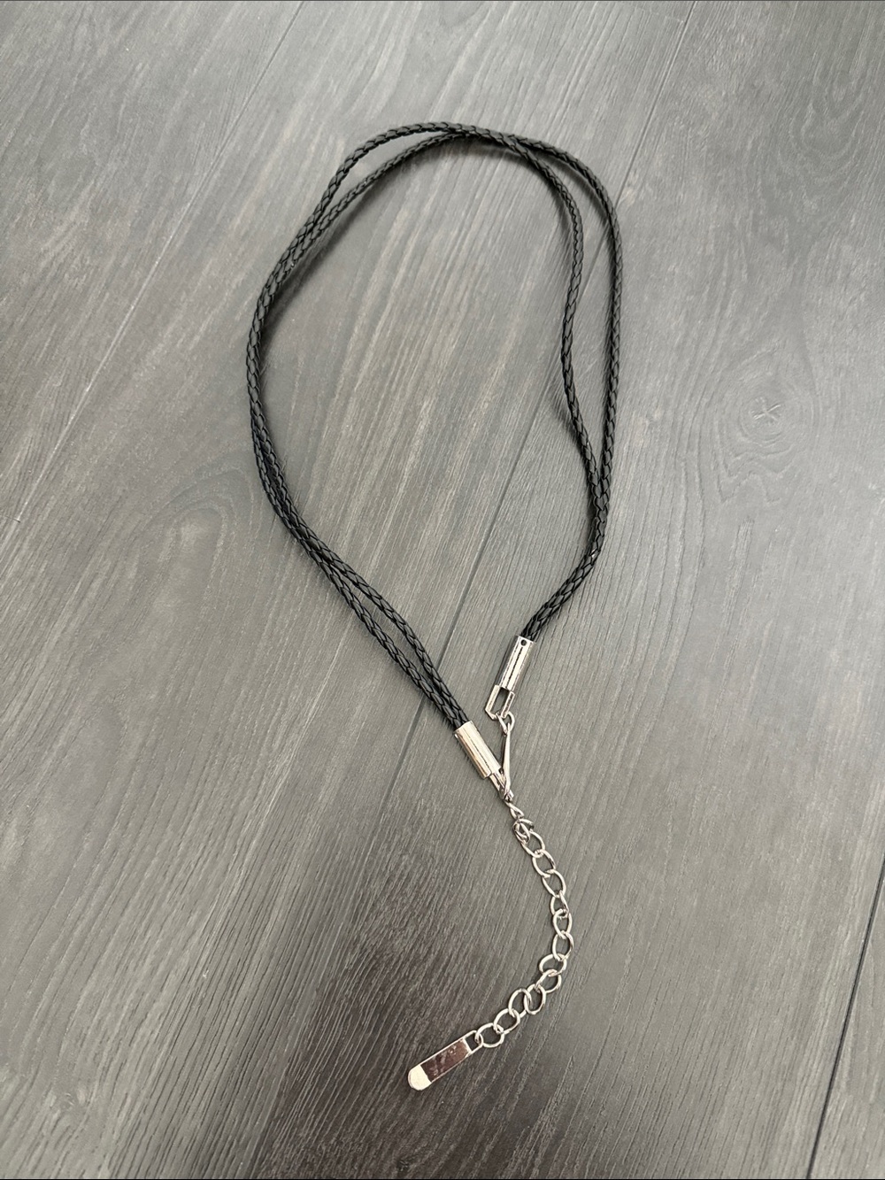 Black Braided Cord Belt with Silver Accents